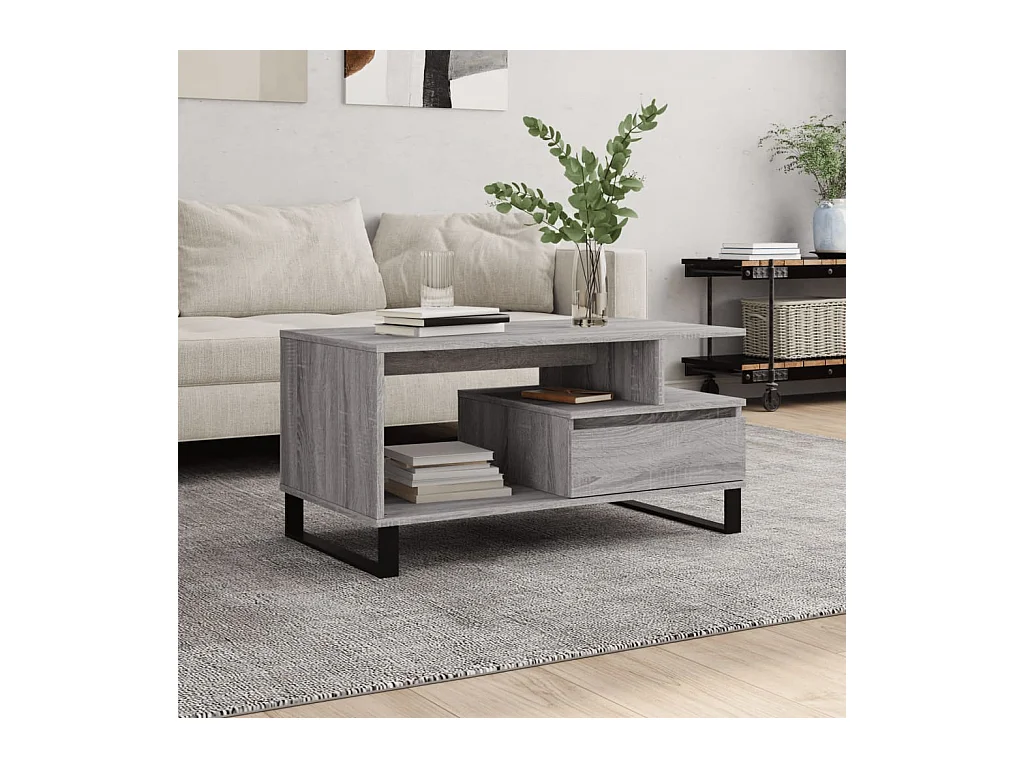 Salontafel 90x49x45 cm bewerkt hout grijs sonoma