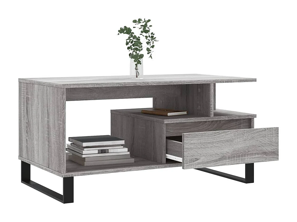 Mesa de centro 90x49x45 cm derivados de madeira cinzento sonoma