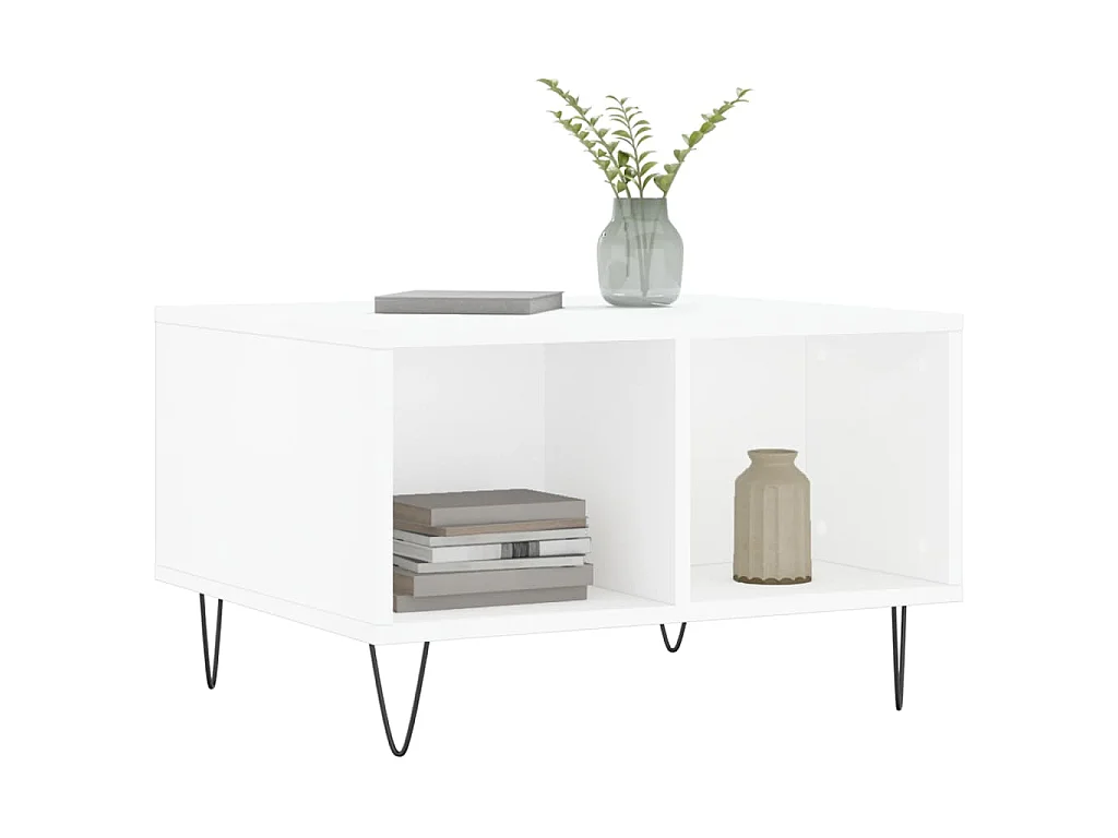 Table basse Blanc 60x50x36,5 cm Bois d'ingénierie