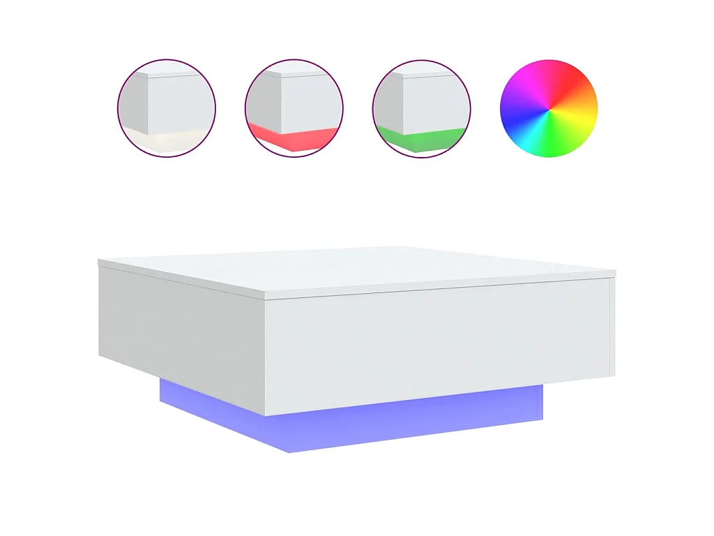 Couchtisch mit LED-Leuchten Weiß 80x80x31 cm