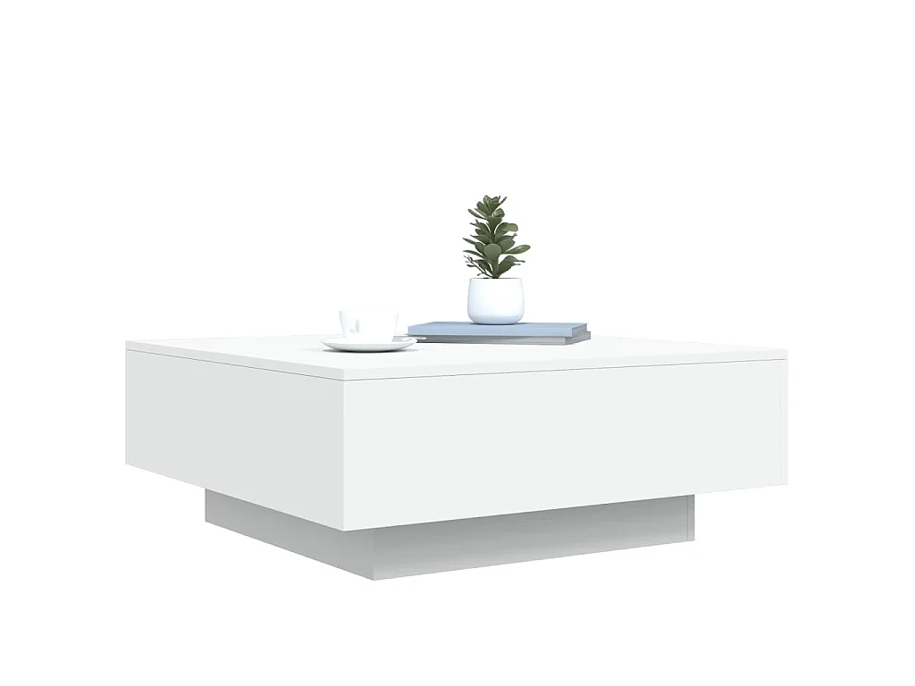 Couchtisch mit LED-Leuchten Weiß 80x80x31 cm