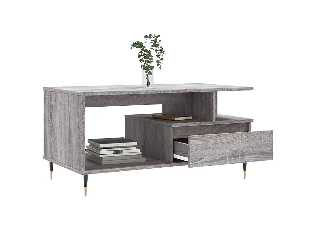 Mesa de centro madera contrachapada gris Sonoma 90x49x45 cm