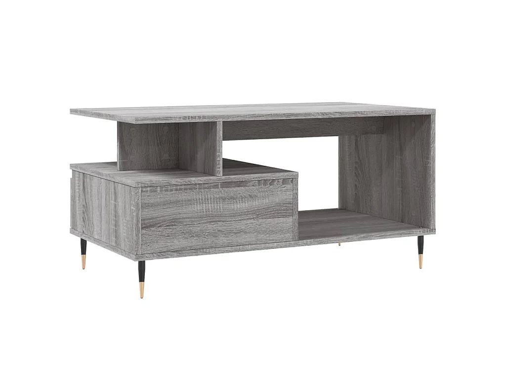 Mesa de centro madera contrachapada gris Sonoma 90x49x45 cm