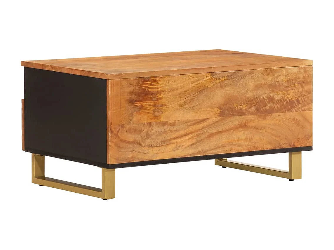 Table basse marron et noir 80x54x40 cm bois de massif manguier