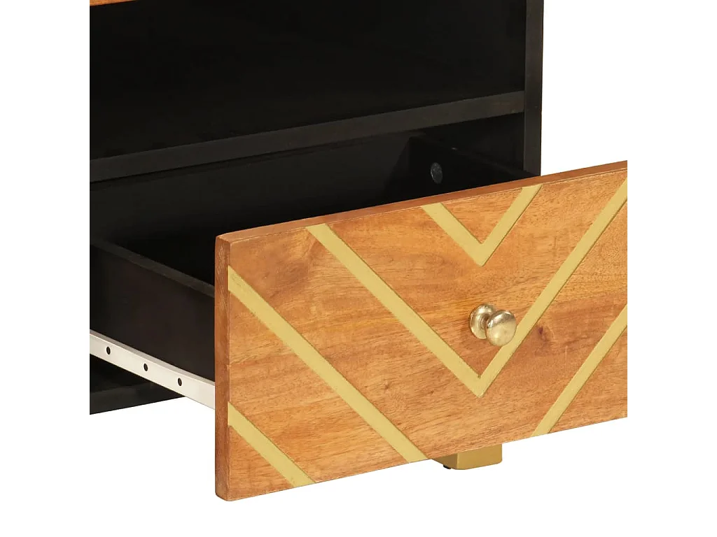 Table basse marron et noir 80x54x40 cm bois de massif manguier