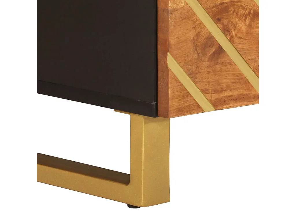 Table basse marron et noir 80x54x40 cm bois de massif manguier