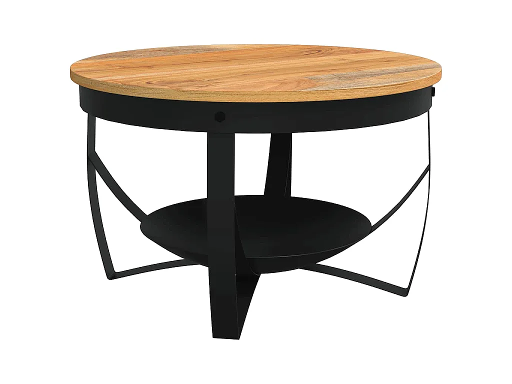 Tavolino da Salotto Ø68x43 cm in Legno Massello di Acacia