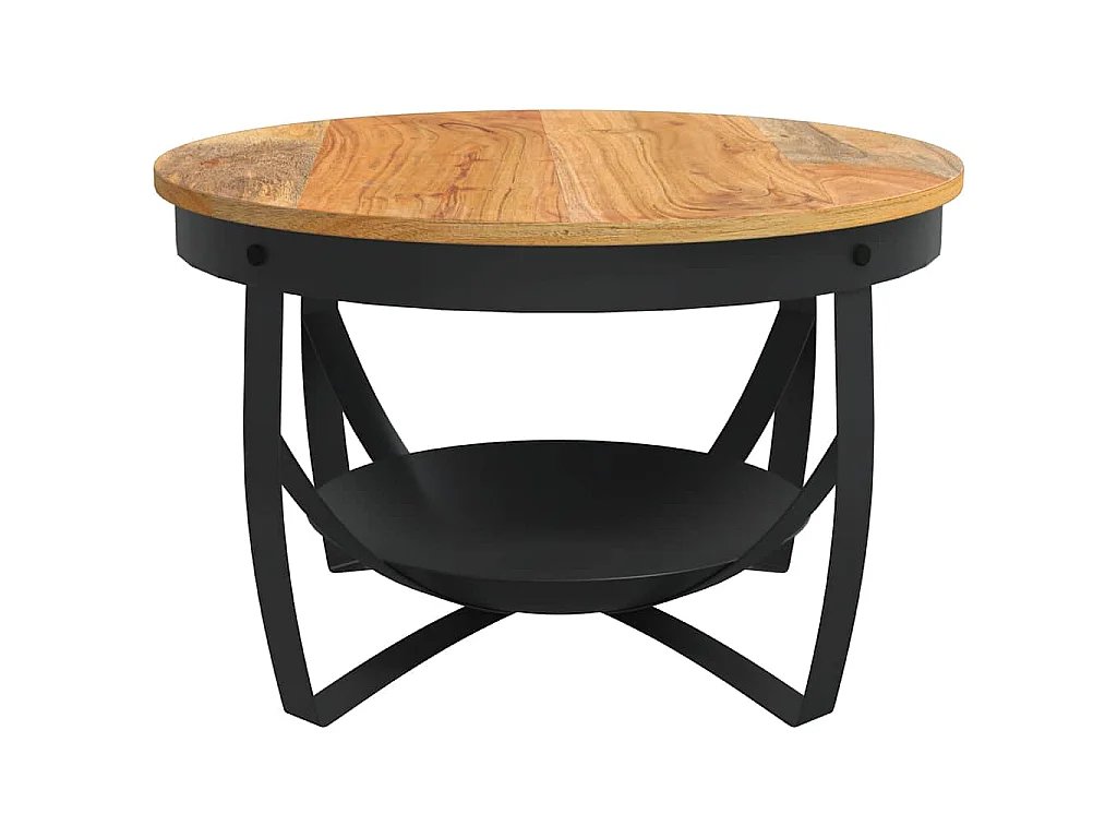 Tavolino da Salotto Ø68x43 cm in Legno Massello di Acacia