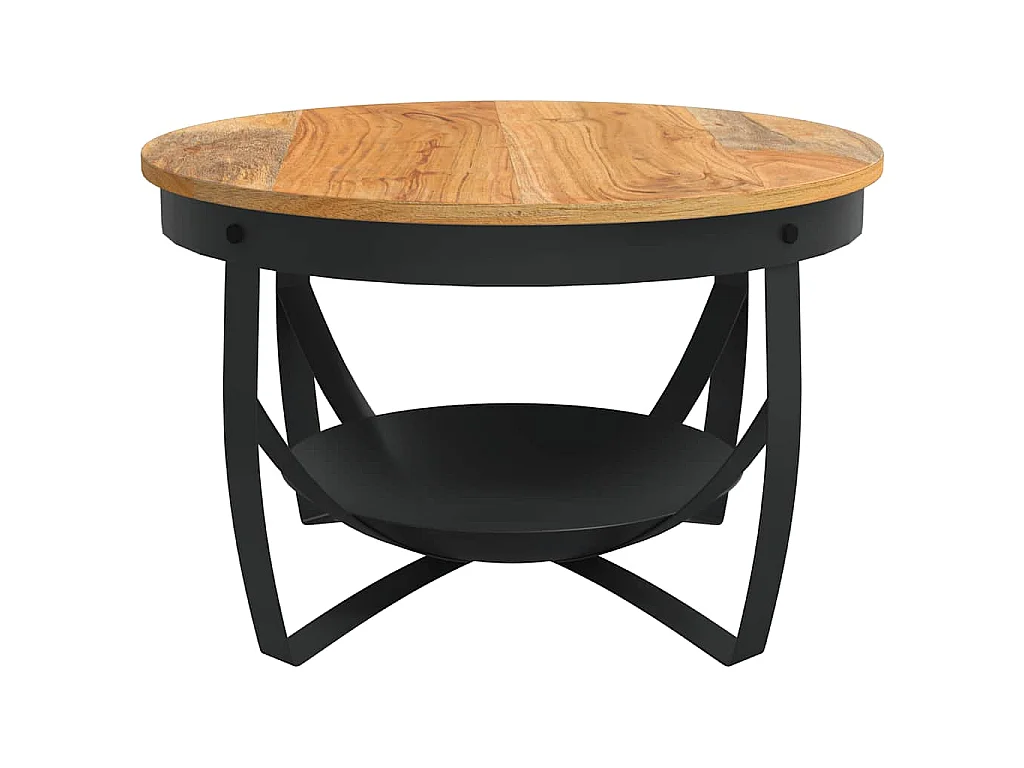 Tavolino da Salotto Ø68x43 cm in Legno Massello di Acacia