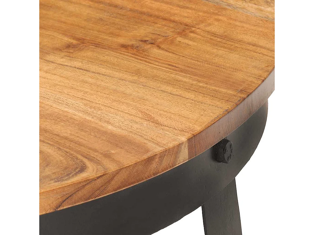 Tavolino da Salotto Ø68x43 cm in Legno Massello di Acacia