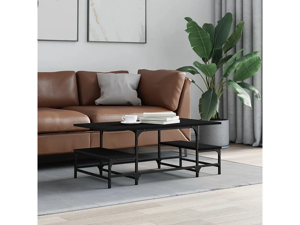 Table basse noir 100x50,5x40 cm bois d'ingénierie
