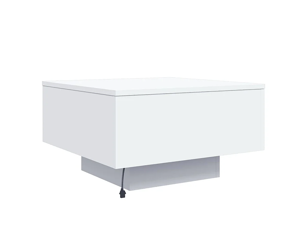 Table basse avec lumières LED blanc 55x55x31 cm