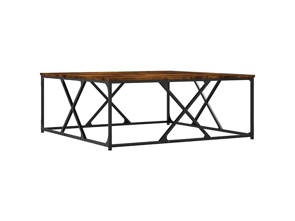 Salontafel 100x100x40 cm bewerkt hout gerookt eikenkleurig