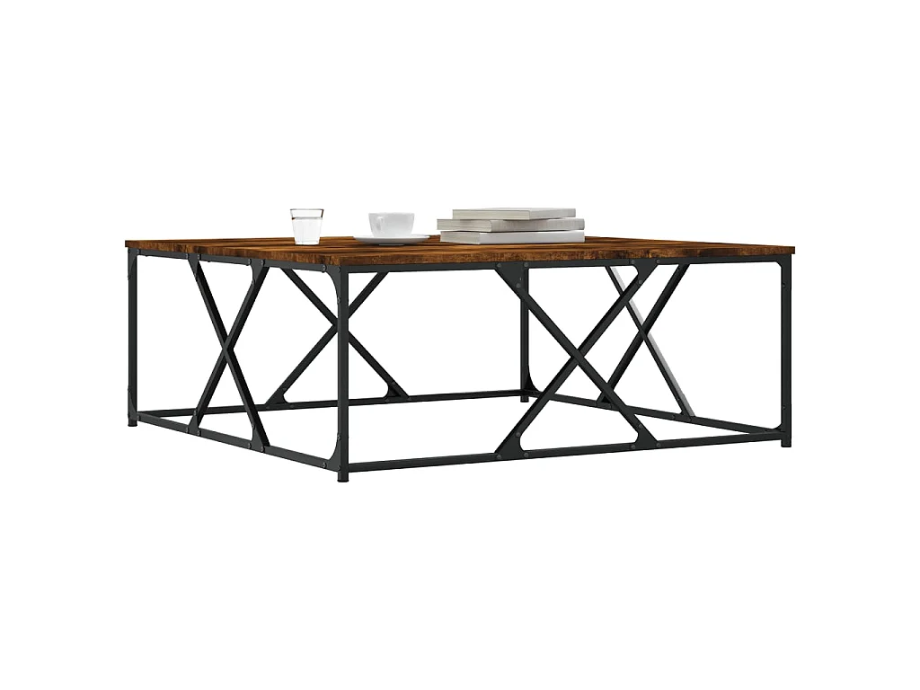 Table basse chêne fumé 100x100x40 cm bois d'ingénierie