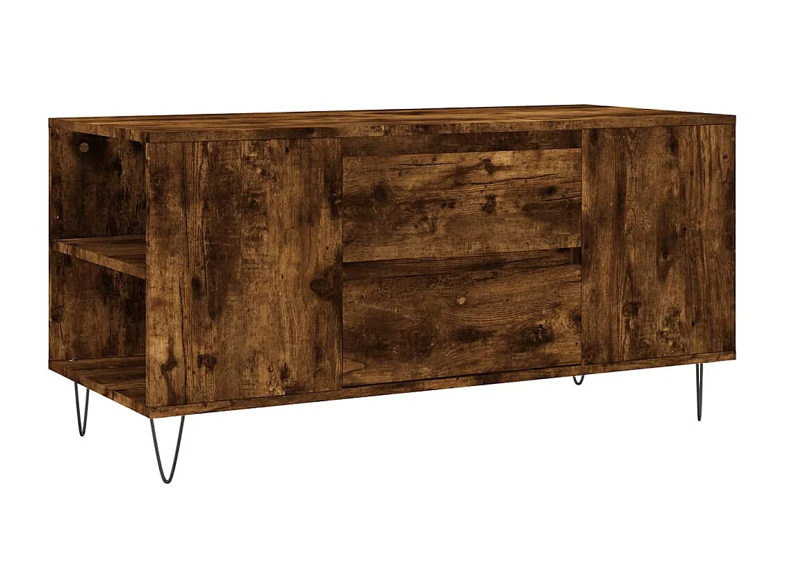 Tavolino da Salotto Rovere Fumo 102x44,5x50cm Legno Multistrato