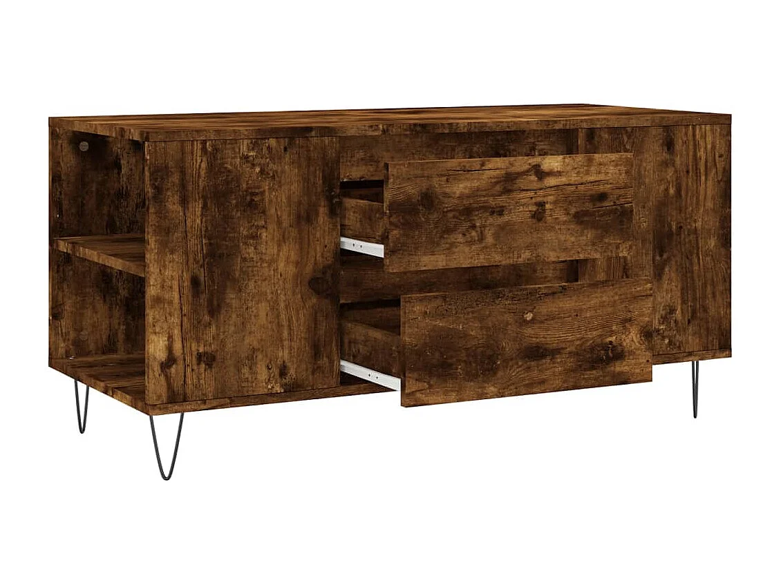 Tavolino da Salotto Rovere Fumo 102x44,5x50cm Legno Multistrato