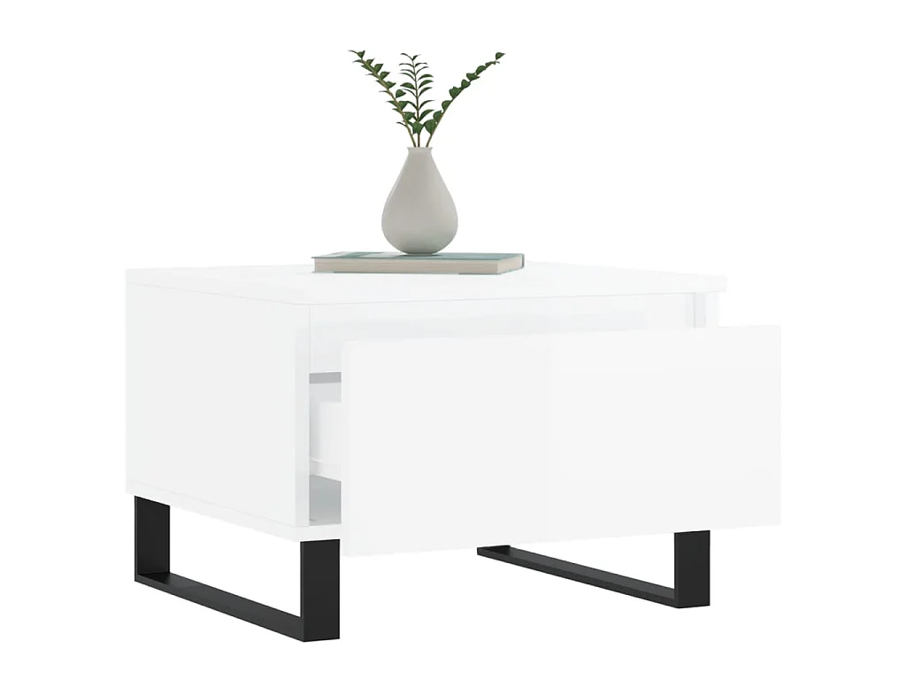Mesas centro 2 uds madera ingeniería blanco brillo 50x46x35 cm