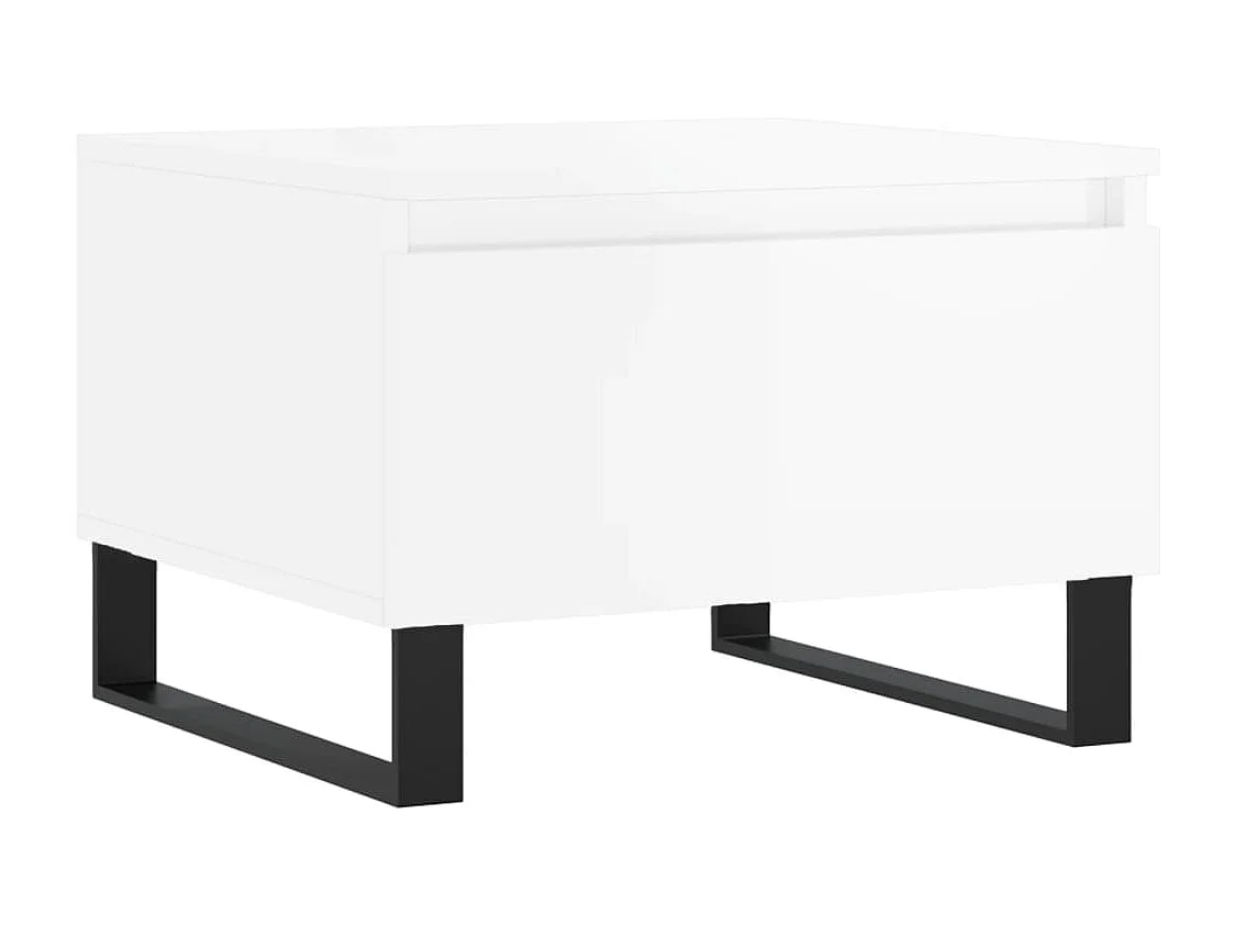 Mesas centro 2 uds madera ingeniería blanco brillo 50x46x35 cm