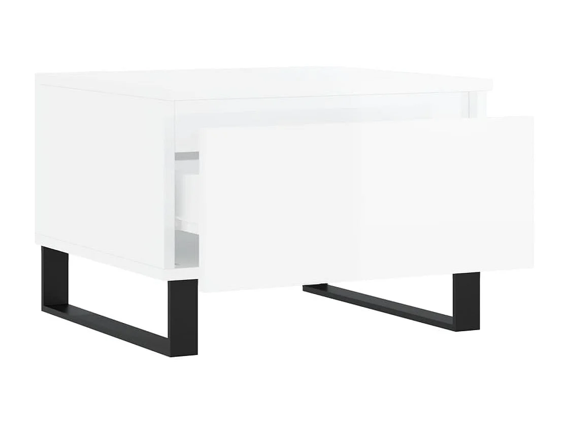 Mesas centro 2 uds madera ingeniería blanco brillo 50x46x35 cm