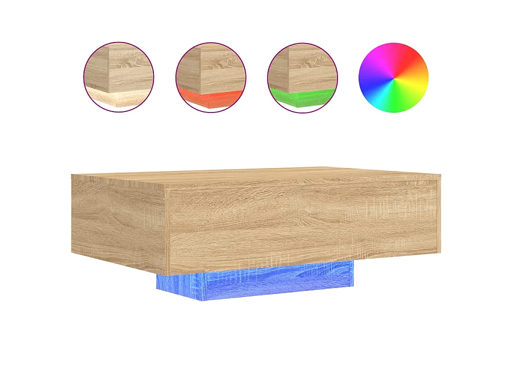Table basse avec lumières LED chêne sonoma 85x55x31 cm