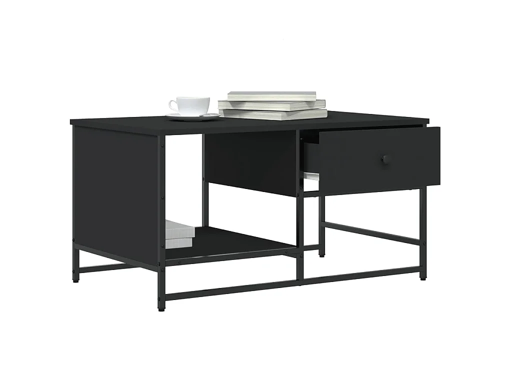 Table basse noir 85,5x51x45 cm bois d'ingénierie