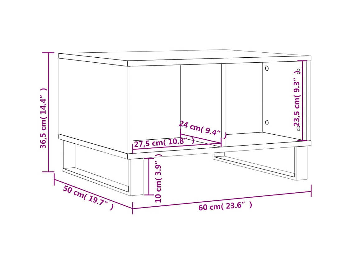 Table basse Blanc brillant 60x50x36,5 cm Bois d'ingénierie