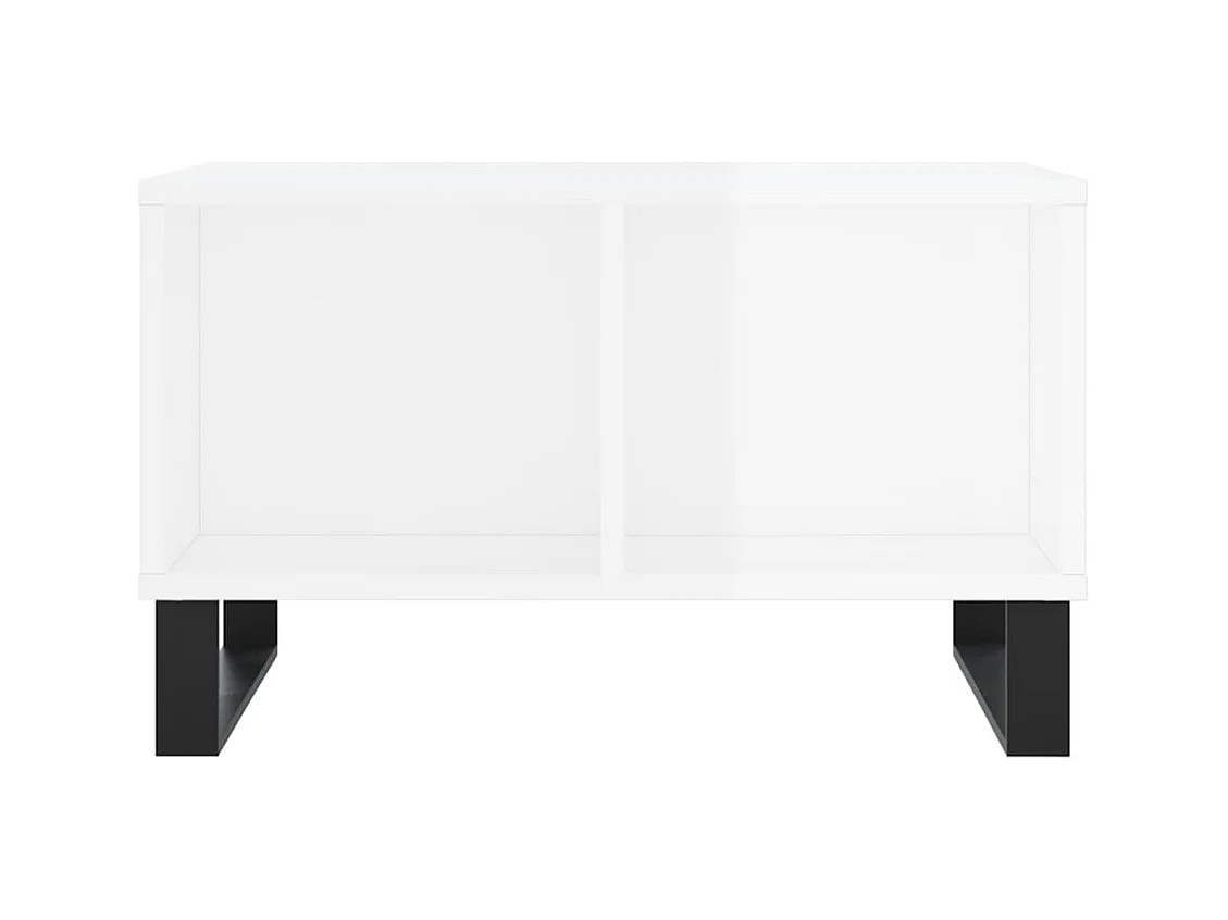 Table basse Blanc brillant 60x50x36,5 cm Bois d'ingénierie