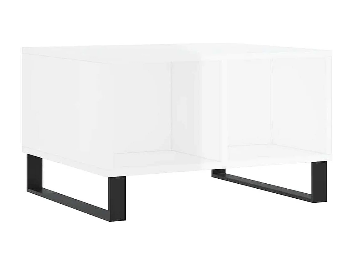 Table basse Blanc brillant 60x50x36,5 cm Bois d'ingénierie