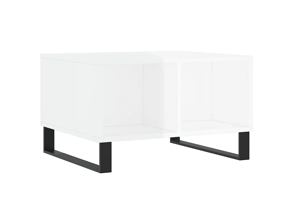 Table basse Blanc brillant 60x50x36,5 cm Bois d'ingénierie