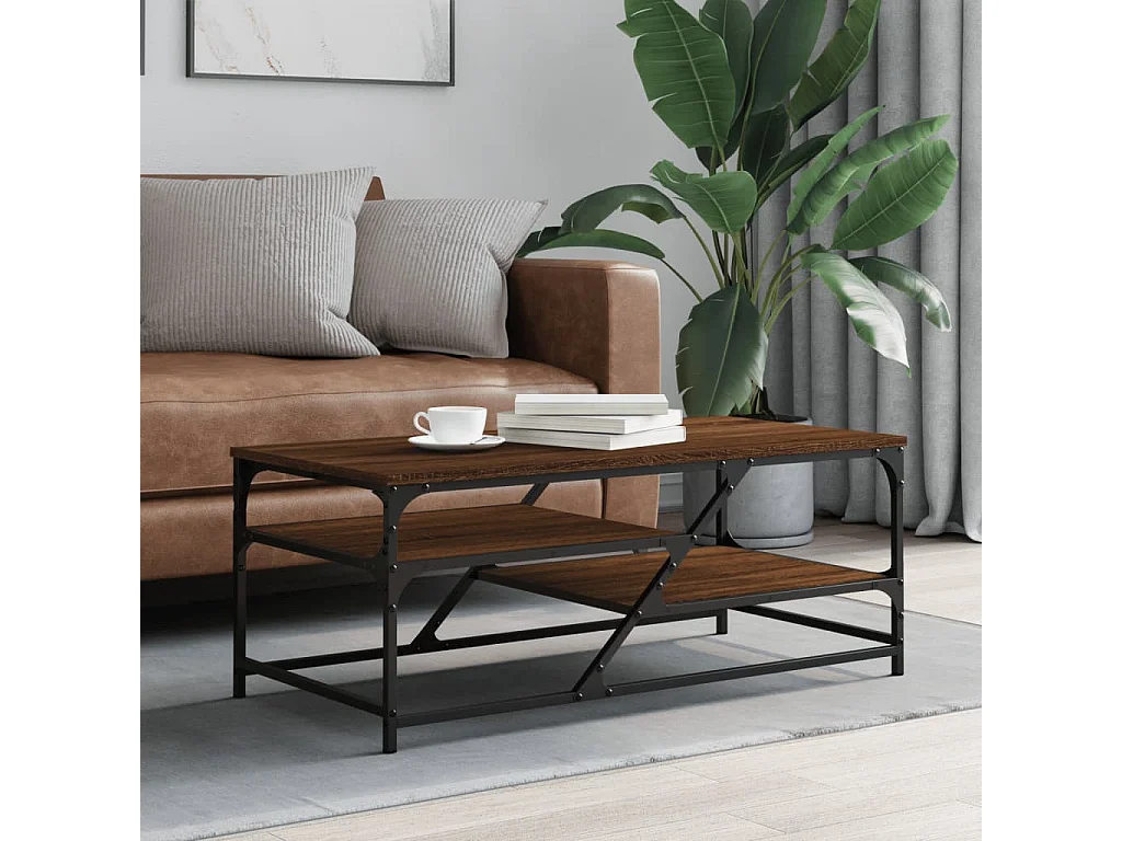 Tavolino Salotto Rovere Marrone 100x49x40 cm Legno Multistrato