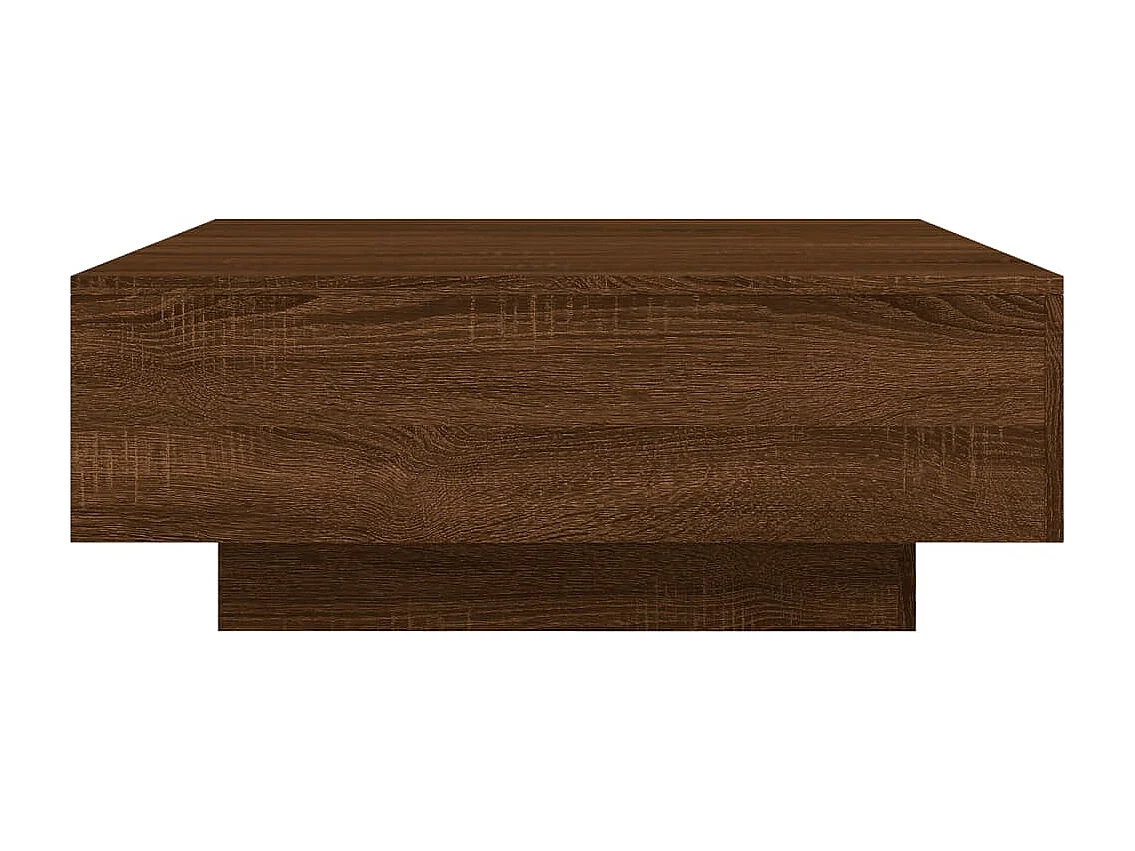 Mesa de centro con luces LED roble marrón 80x80x31 cm