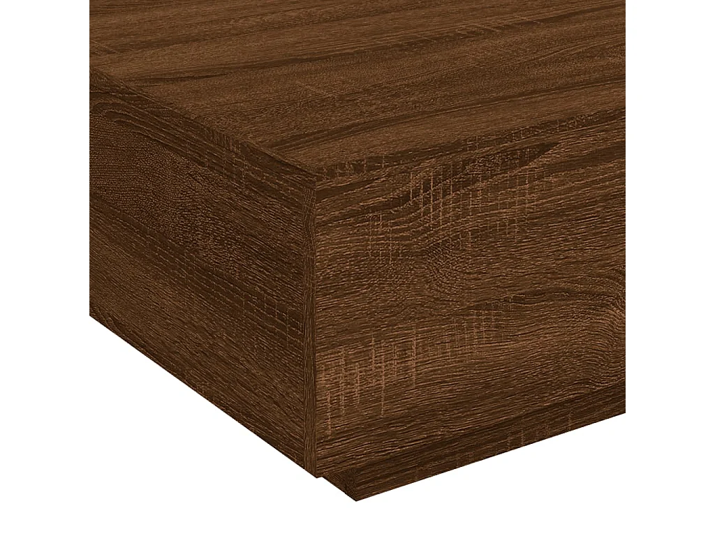 Table basse avec lumières LED chêne marron 80x80x31 cm