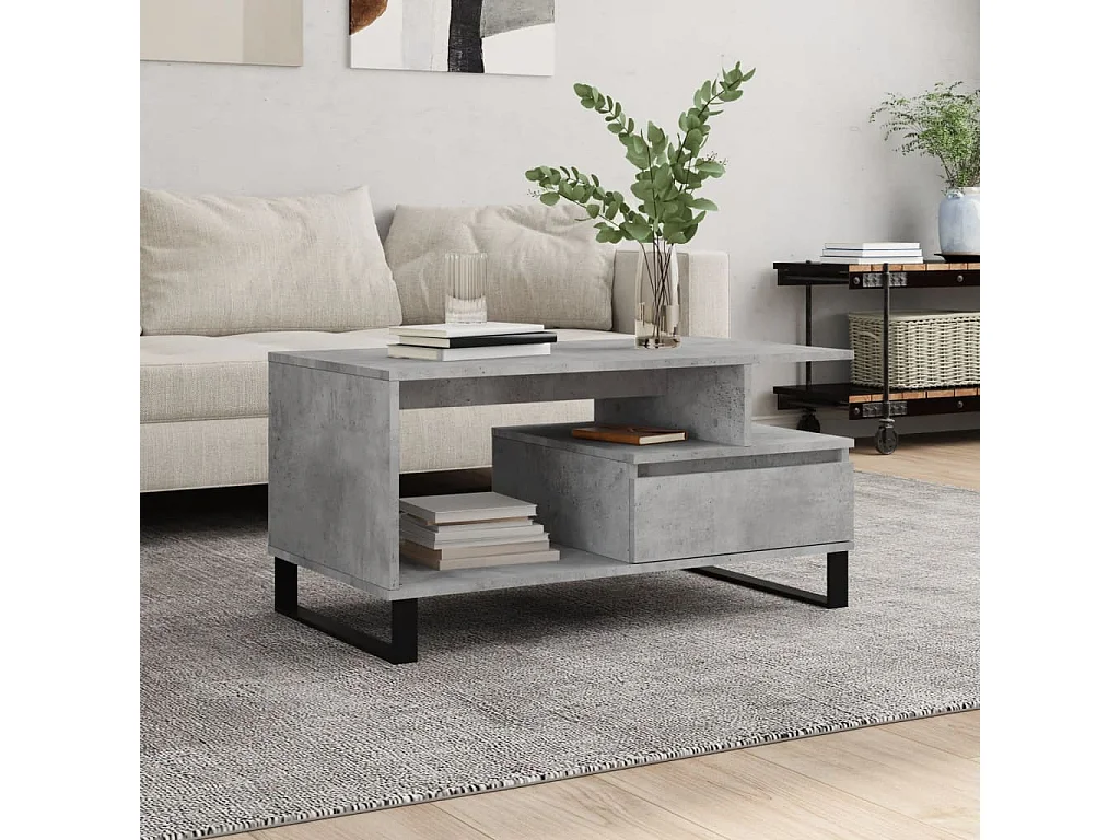 Table basse Gris béton 90x49x45 cm Bois d'ingénierie