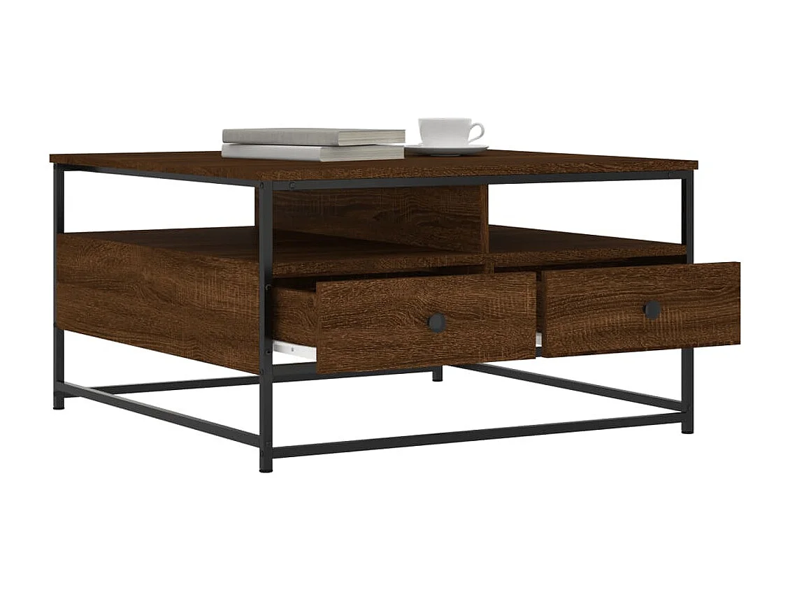 Table basse chêne marron 80x80x45 cm bois d'ingénierie