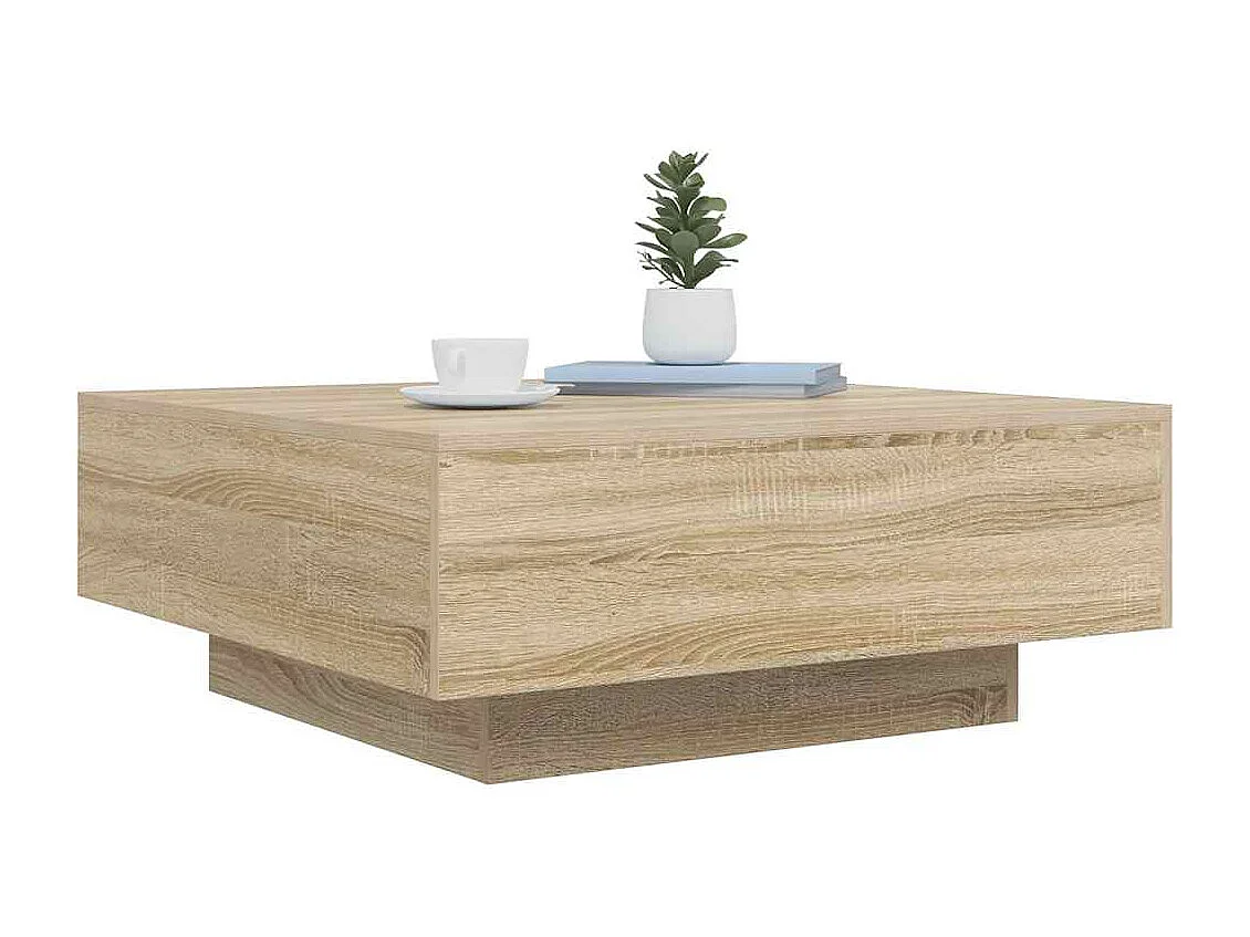 Table basse chêne sonoma 80x80x31 cm bois d'ingénierie