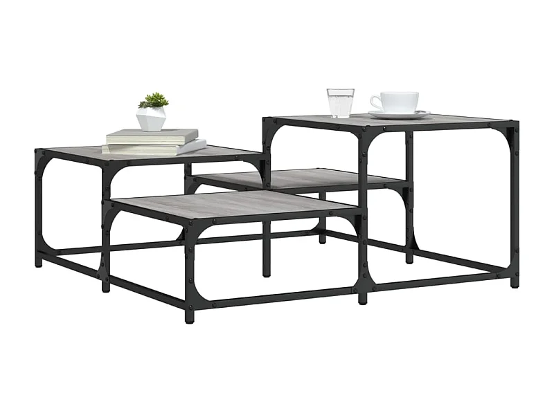 Tavolino Salotto Grigio Sonoma 87,5x87,5x40cm Legno Multistrato