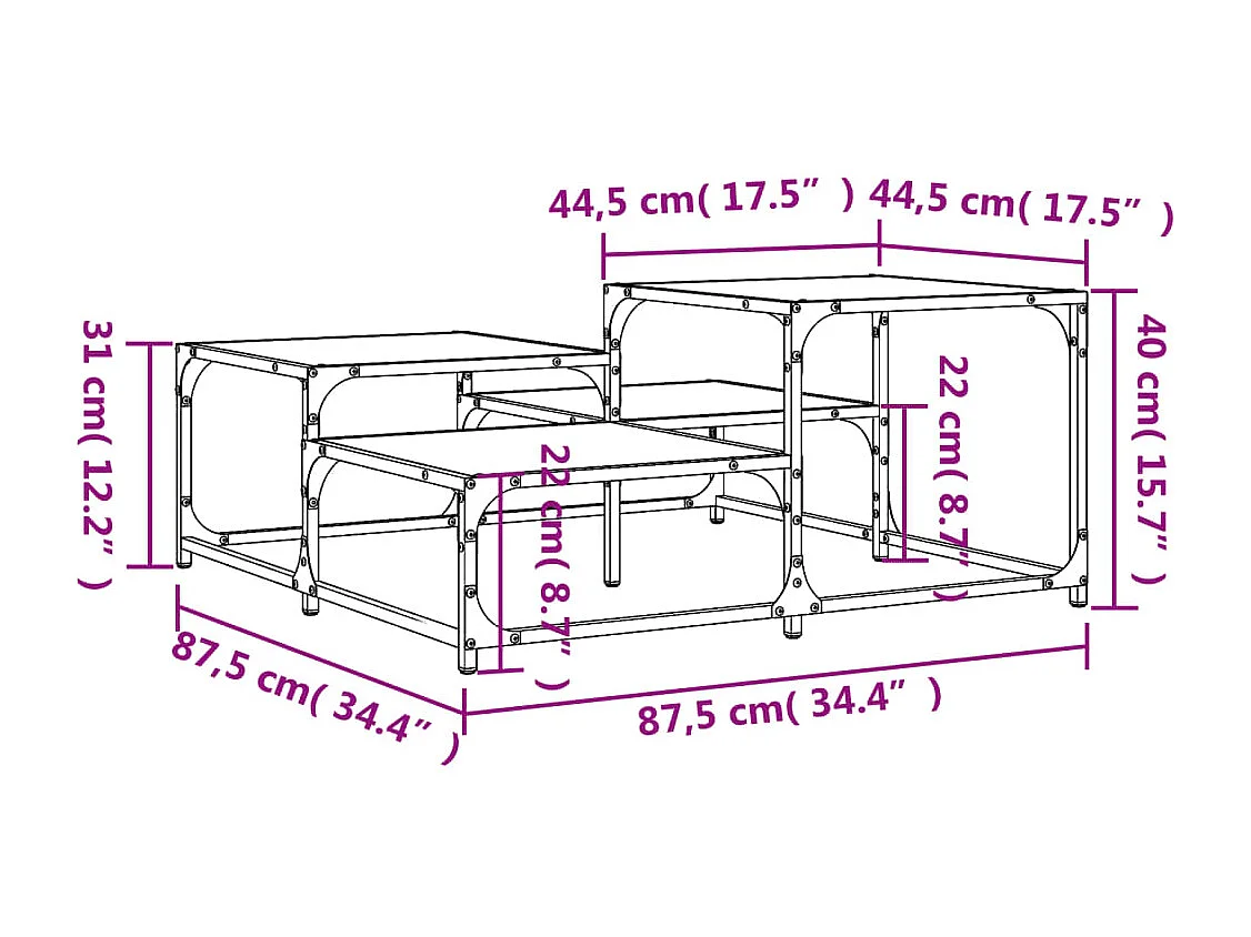 Table basse sonoma gris 87,5x87,5x40 cm bois d'ingénierie