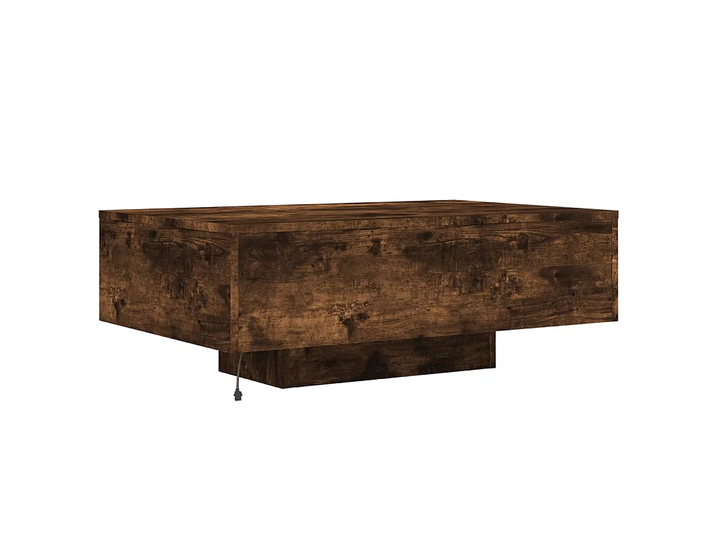 Table basse avec lumières LED chêne fumé 85x55x31 cm
