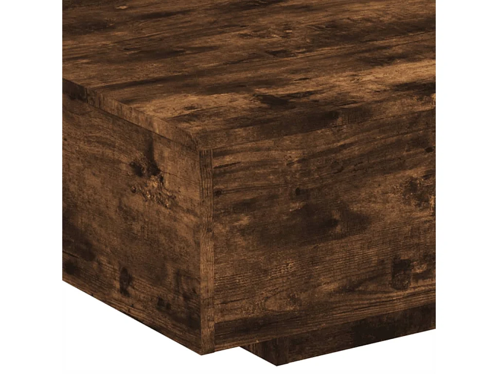 Table basse avec lumières LED chêne fumé 85x55x31 cm