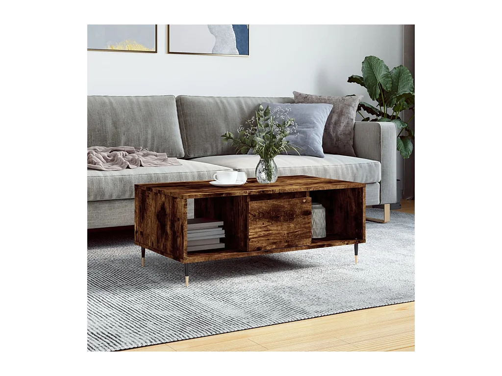 Table basse Chêne fumé 90x50x36,5 cm Bois d'ingénierie