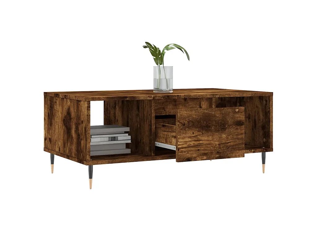 Mesa de centro madera contrachapada roble ahumado 90x50x36,5 cm