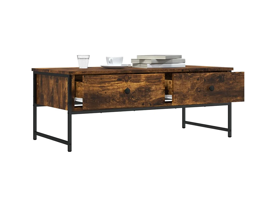 Table basse chêne fumé 101x49x39,5 cm bois d'ingénierie