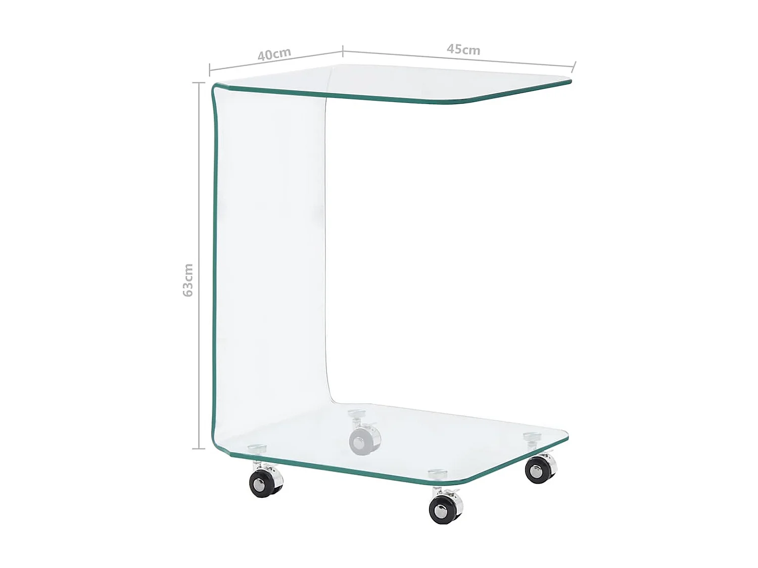 Table basse 45x40x63 cm Verre trempé