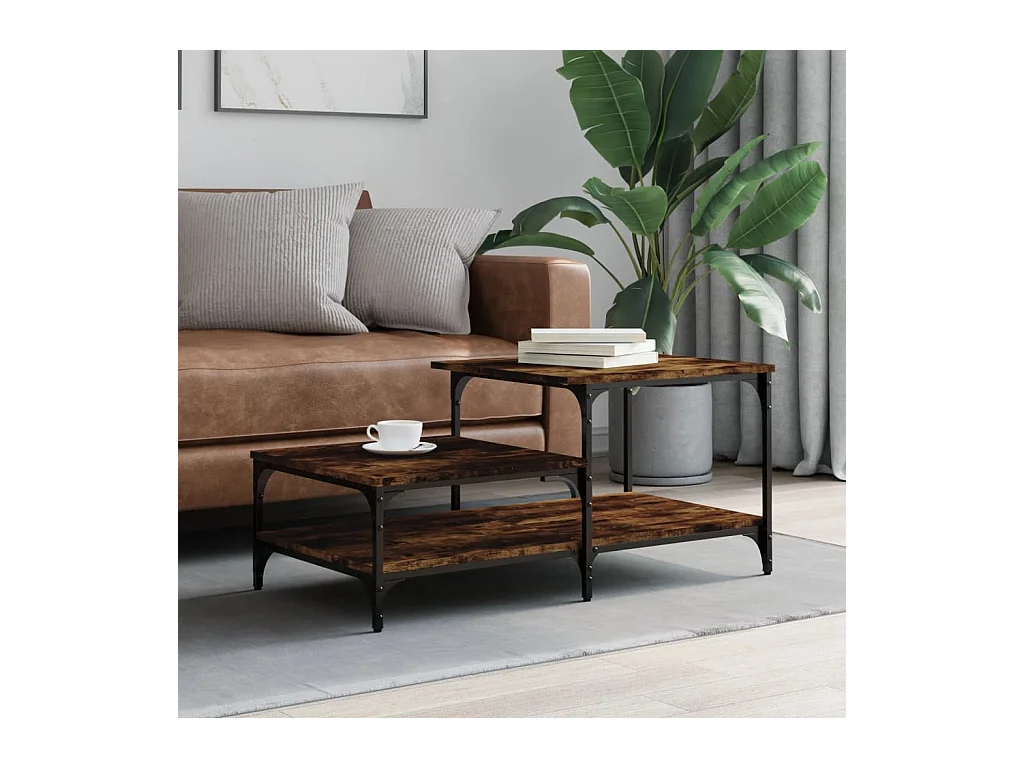 Table basse chêne fumé 100x50,5x45 cm bois d'ingénierie