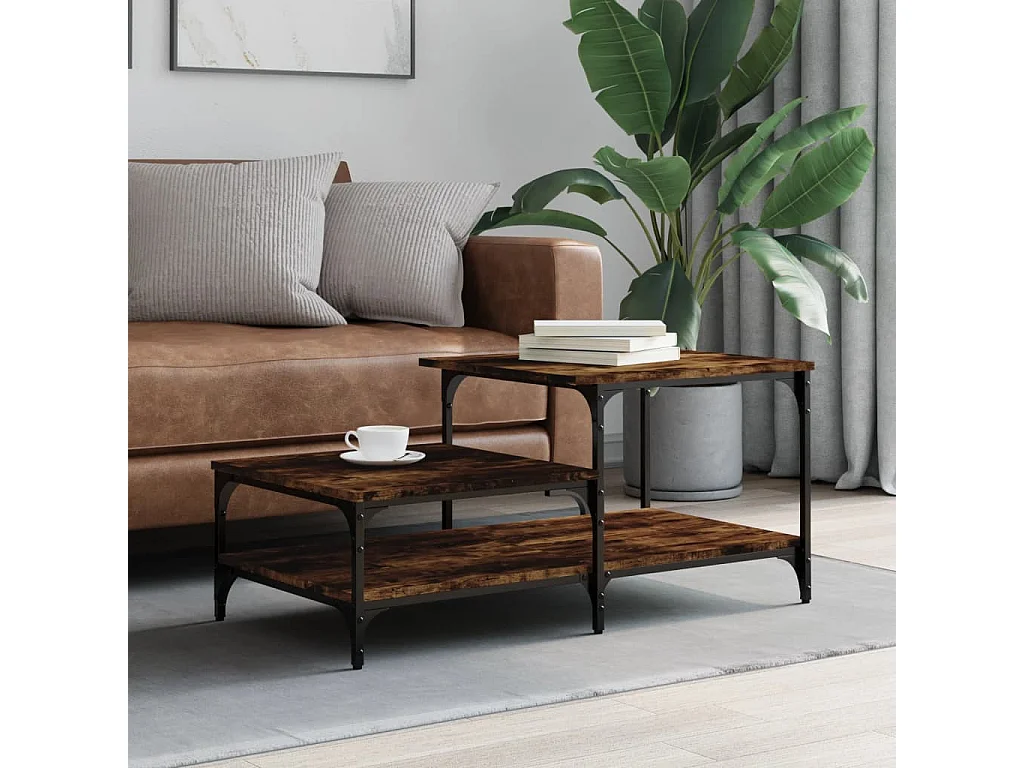 Tavolino da Salotto Rovere Fumo 100x50,5x45cm Legno Multistrato