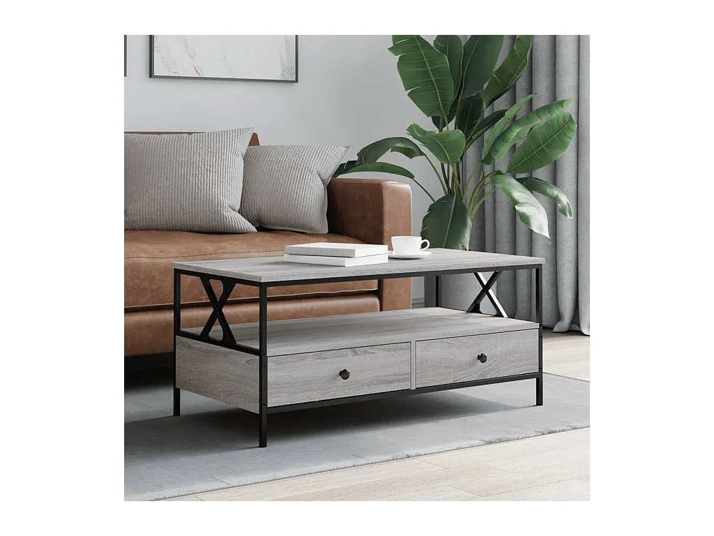 Table basse sonoma gris 100x51x45 cm bois d'ingénierie