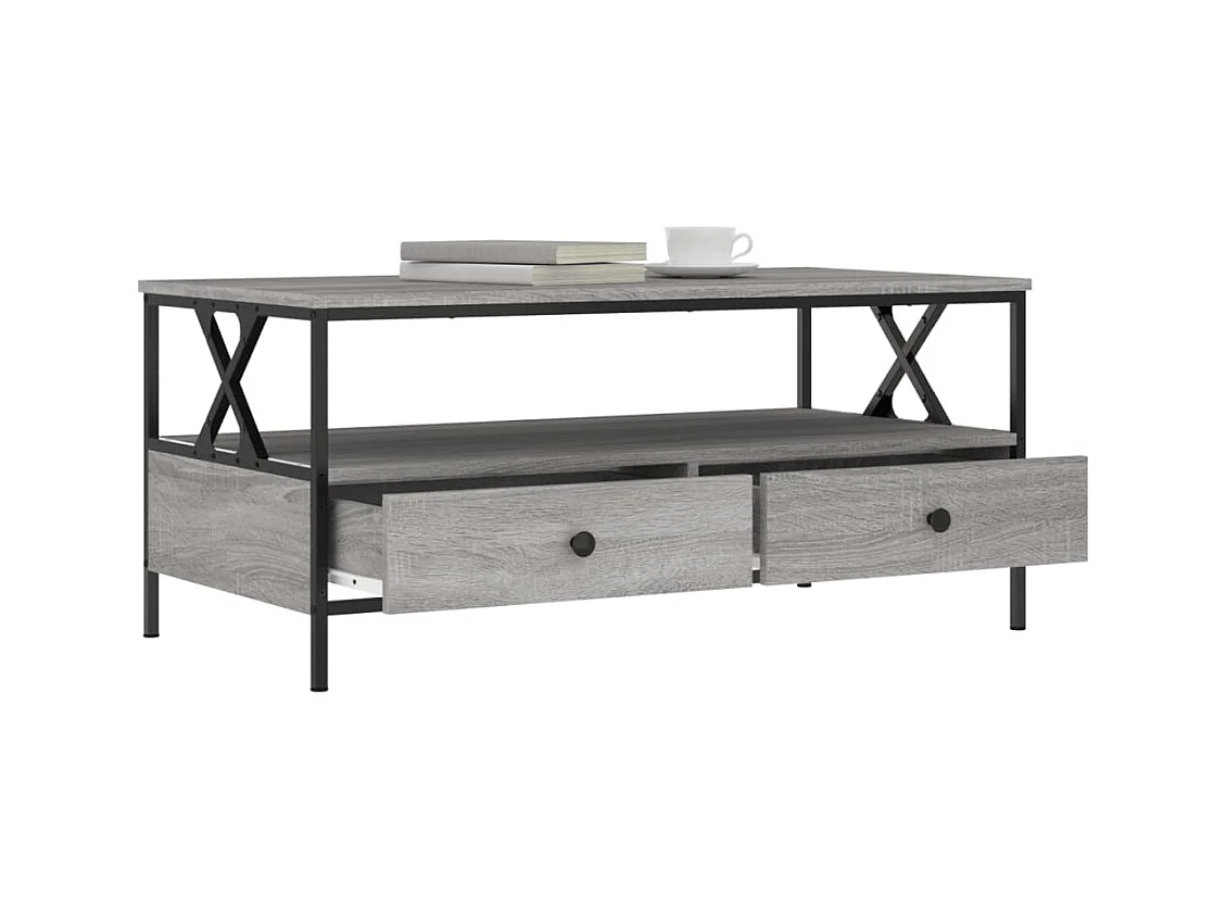 Table basse sonoma gris 100x51x45 cm bois d'ingénierie