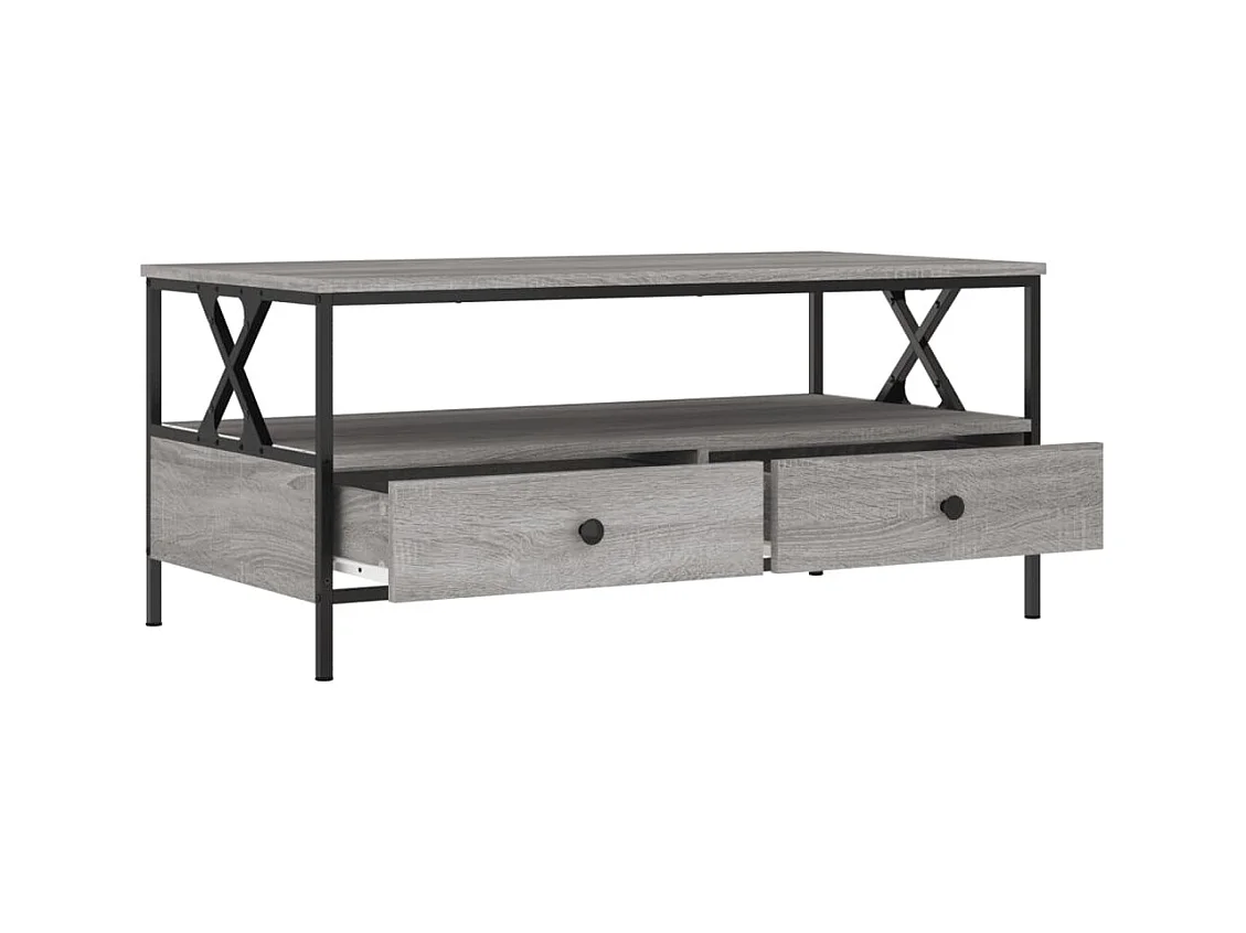Table basse sonoma gris 100x51x45 cm bois d'ingénierie