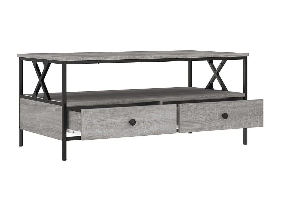 Table basse sonoma gris 100x51x45 cm bois d'ingénierie