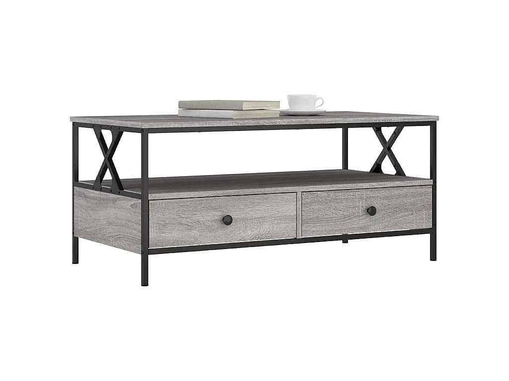 Salontafel 100x51x45 cm bewerkt hout grijs sonoma eiken
